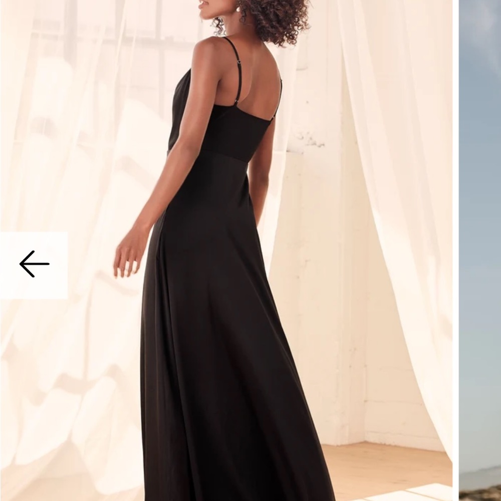 Lulus Black Satin Cowl Neck Gown